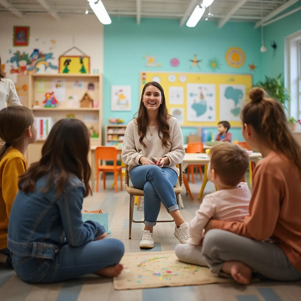 Rodiče a děti během workshopu